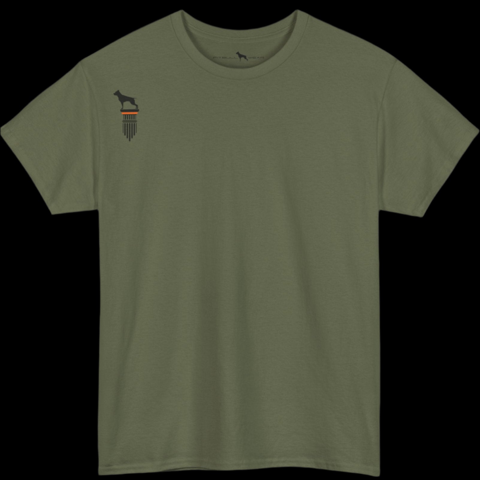 military green Fitbull T-shirt with a logo