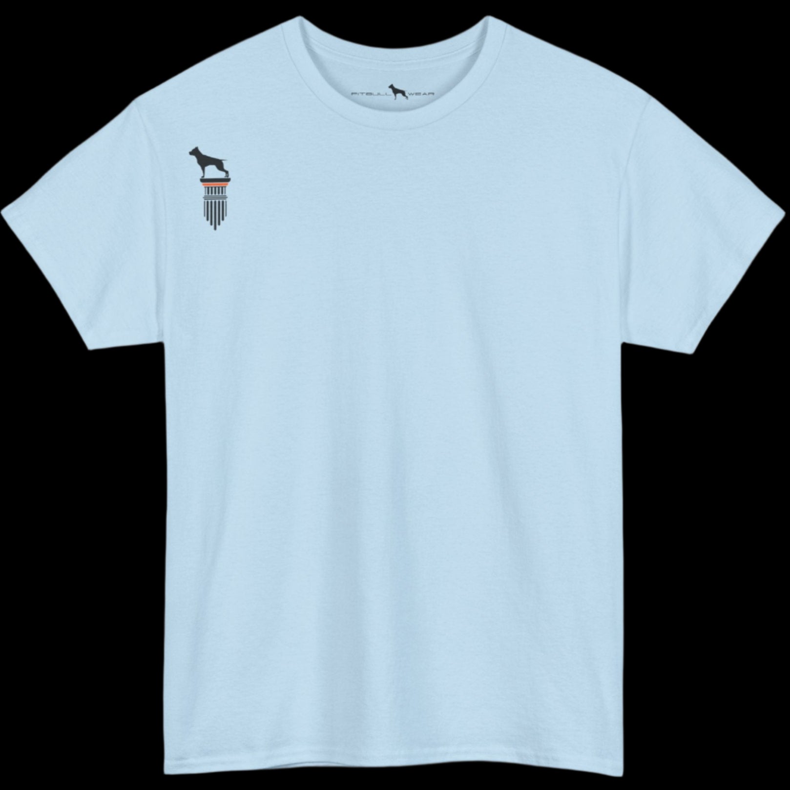 sky blue Fitbull T-shirt with a logo