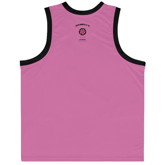 a purple-black Gymstar sports tank top branded with the Gymstar Fit logo back view