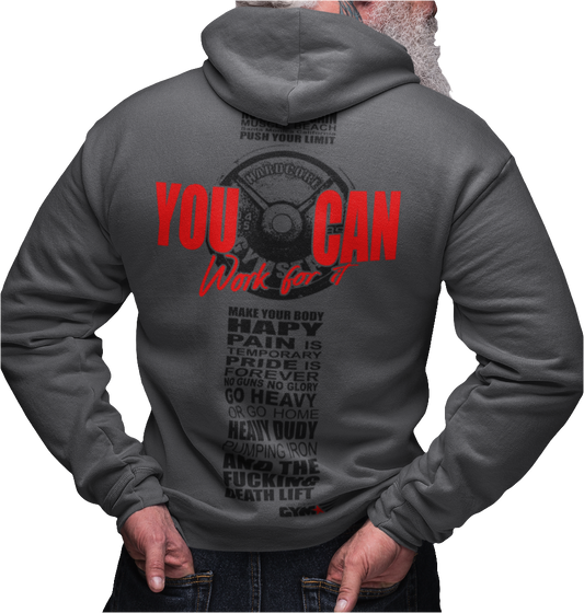 Fitness Unisex Full Zip Hoodie Gymstar Bodybuilding Wear Crossfit Apparel Heavy Weght Training Active Workout Sports Clothing Gym Gear You Can Work For It Qw